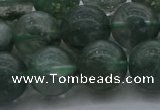 CGQ515 15.5 inches 14mm round matte imitation green phantom quartz beads