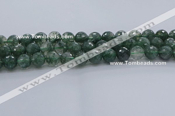 CGQ524 15.5 inches 12mm faceted round imitation green phantom quartz beads