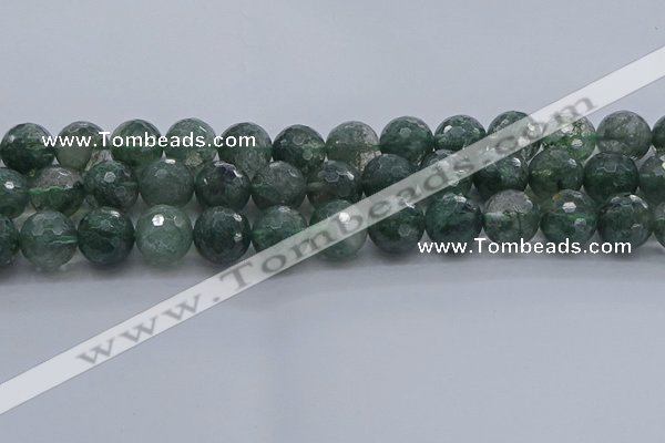 CGQ525 15.5 inches 14mm faceted round imitation green phantom quartz beads