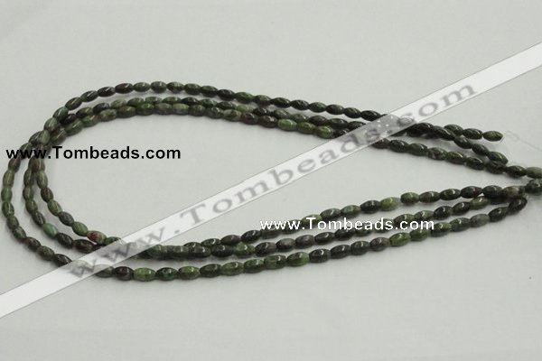 CGR06 16 inches 4*6mm rice green rain forest stone beads wholesale