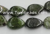 CGR09 16 inches 13*18mm flat teardrop green rain forest stone beads