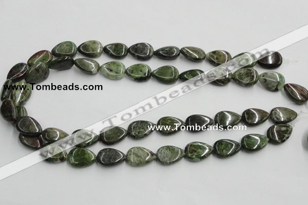 CGR09 16 inches 13*18mm flat teardrop green rain forest stone beads