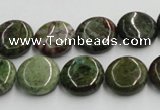 CGR16 16 inches 14mm flat round green rain forest stone beads wholesale