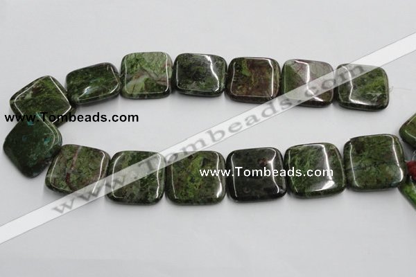 CGR20 16 inches 30*30mm square green rain forest stone beads wholesale