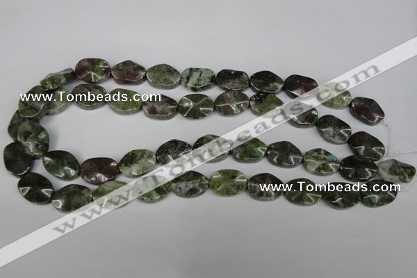 CGR22 15.5 inches 13*18mm wavy oval green rain forest stone beads