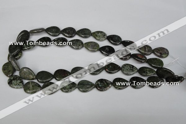 CGR24 15.5 inches 15*20mm flat teardrop green rain forest stone beads