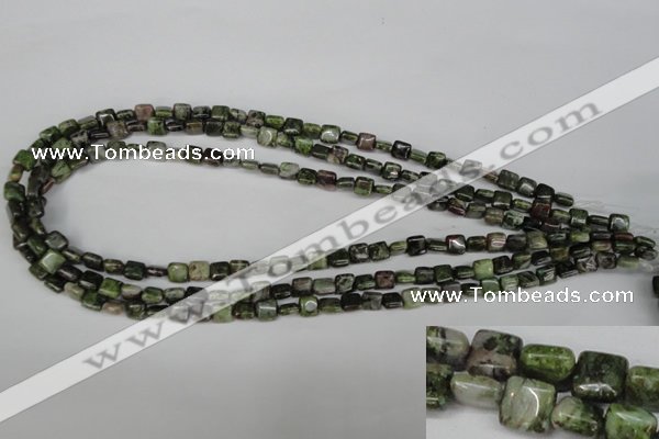 CGR31 15.5 inches 6*6mm square green rain forest stone beads