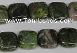 CGR32 15.5 inches 10*10mm square green rain forest stone beads