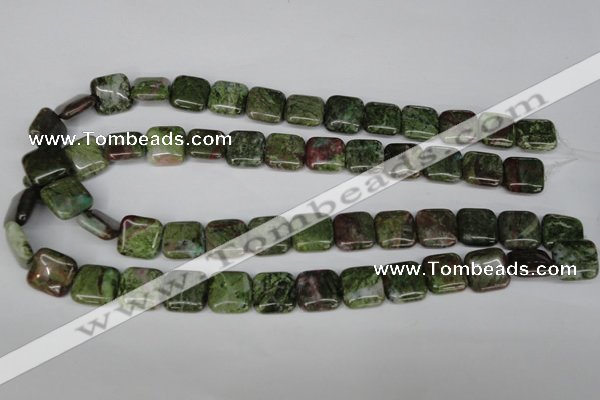 CGR33 15.5 inches 14*14mm square green rain forest stone beads