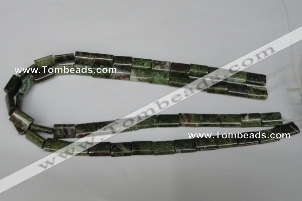 CGR35 15.5 inches 10*14mm flat tube green rain forest stone beads