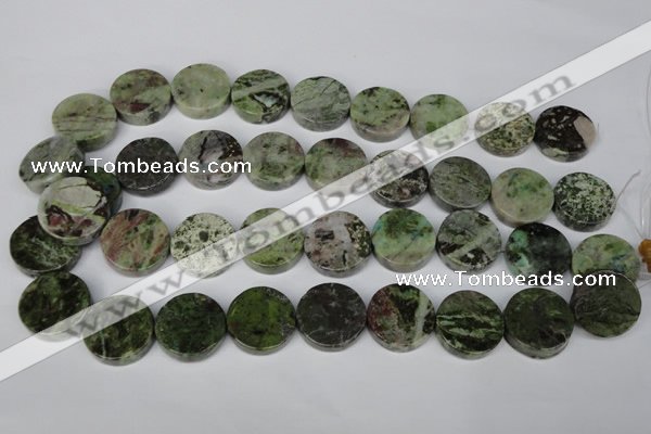 CGR38 15.5 inches 22mm coin green rain forest stone beads