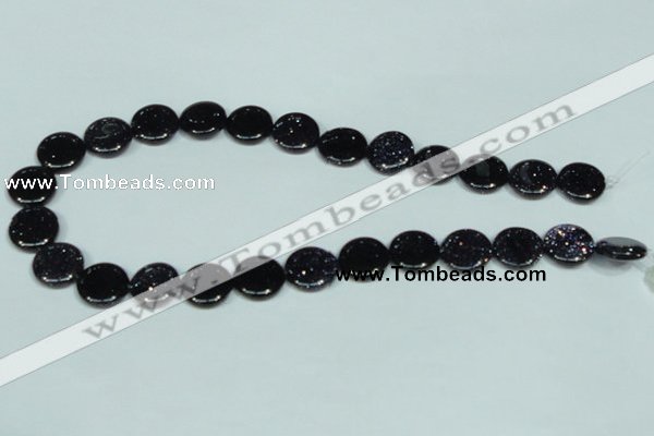 CGS122 15.5 inches 15mm flat round blue goldstone beads wholesale