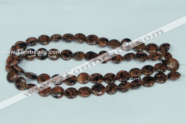 CGS208 15.5 inches 14mm flat round blue & brown goldstone beads wholesale