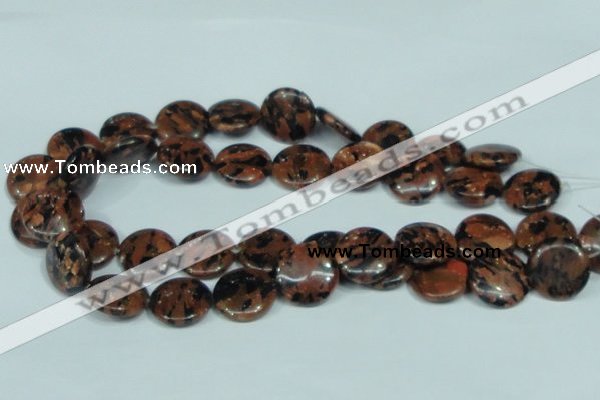 CGS210 15.5 inches 20mm flat round blue & brown goldstone beads wholesale