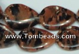 CGS214 15.5 inches 18*25mm flat teardrop blue & brown goldstone beads