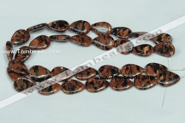 CGS214 15.5 inches 18*25mm flat teardrop blue & brown goldstone beads