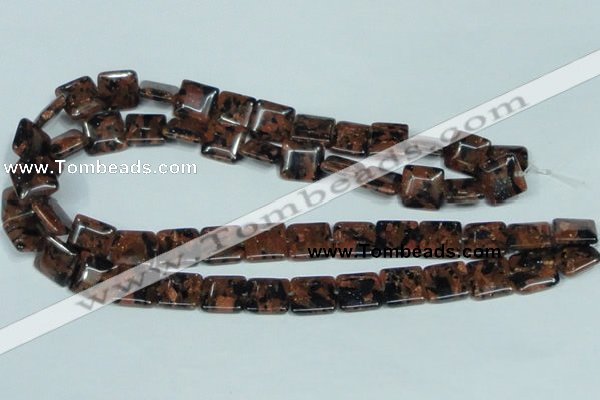 CGS215 15.5 inches 14*14mm square blue & brown goldstone beads wholesale