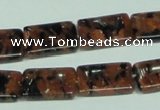 CGS217 15.5 inches 13*18mm rectangle blue & brown goldstone beads