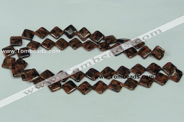 CGS219 15.5 inches 14*14mm diamond blue & brown goldstone beads