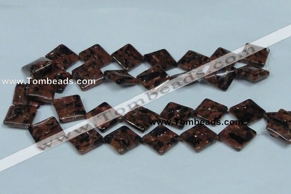 CGS220 15.5 inches 20*20mm diamond blue & brown goldstone beads