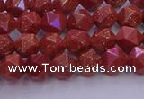 CGS451 15.5 inches 6mm faceted nuggets goldstone beads wholesale