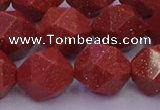 CGS454 15.5 inches 12mm faceted nuggets goldstone beads wholesale