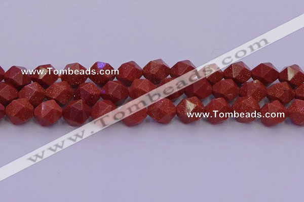 CGS454 15.5 inches 12mm faceted nuggets goldstone beads wholesale