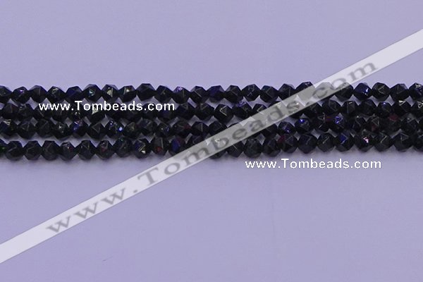 CGS461 15.5 inches 6mm faceted nuggets green goldstone beads