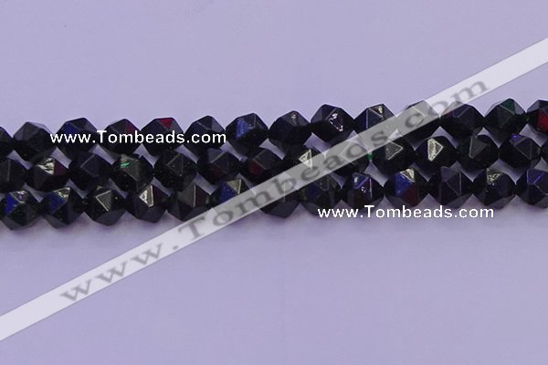 CGS464 15.5 inches 12mm faceted nuggets green goldstone beads