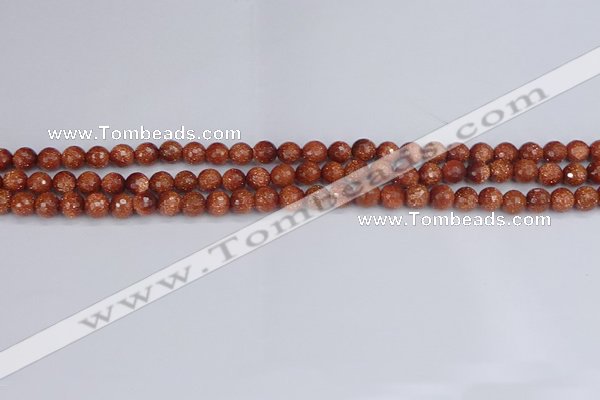 CGS470 15.5 inches 4mm faceted round goldstone beads wholesale