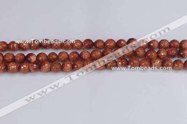 CGS472 15.5 inches 8mm faceted round goldstone beads wholesale