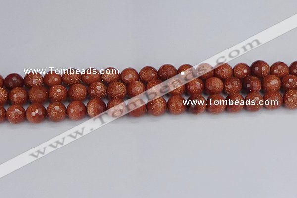 CGS473 15.5 inches 10mm faceted round goldstone beads wholesale