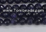 CGS478 15.5 inches 4mm faceted round blue goldstone beads