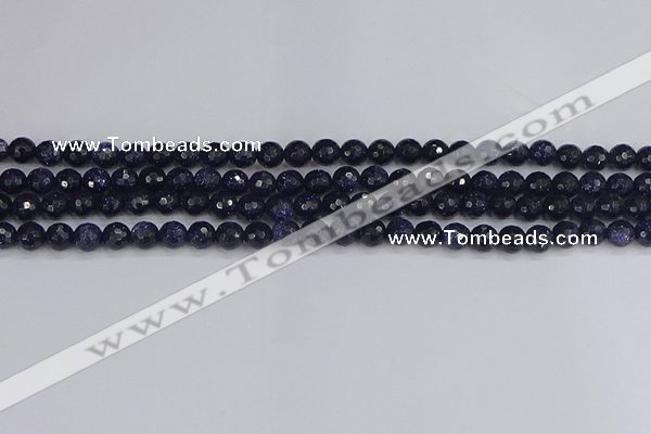 CGS478 15.5 inches 4mm faceted round blue goldstone beads