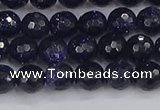 CGS479 15.5 inches 6mm faceted round blue goldstone beads