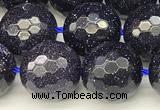 CGS496 15 inches 8mm faceted round blue goldstone beads