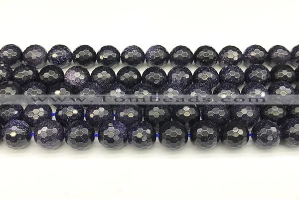 CGS496 15 inches 8mm faceted round blue goldstone beads