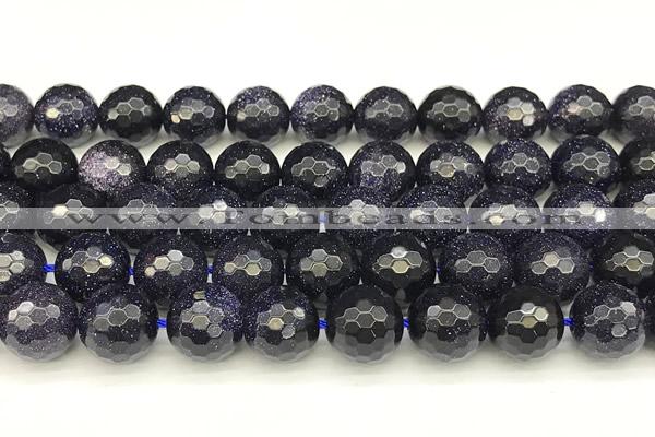 CGS498 15 inches 12mm faceted round blue goldstone beads