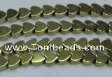 CHE1000 15.5 inches 6*6mm heart plated hematite beads wholesale