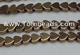 CHE1001 15.5 inches 6*6mm heart plated hematite beads wholesale