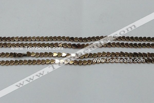 CHE1001 15.5 inches 6*6mm heart plated hematite beads wholesale