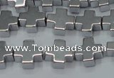 CHE1007 15.5 inches 10*10mm cross plated hematite beads wholesale