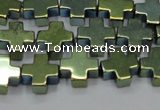 CHE1010 15.5 inches 10*10mm cross plated hematite beads wholesale