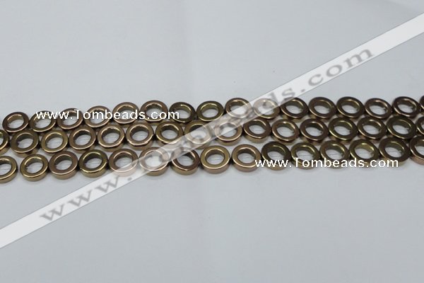 CHE1016 15.5 inches 12mm donut plated hematite beads wholesale