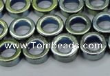 CHE1018 15.5 inches 12mm donut plated hematite beads wholesale