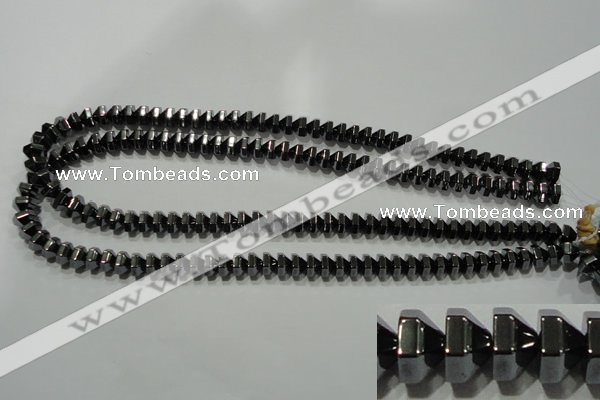 CHE135 15.5 inches 5*8mm pyramid hematite beads wholesale