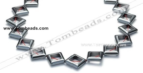 CHE14 16 inches 18*18mm hollow rhombic hematite beads Wholesale
