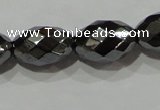 CHE145 15.5 inches 8*12mm faceted rice hematite beads wholesale