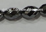 CHE145 15.5 inches 8*12mm faceted rice hematite beads wholesale
