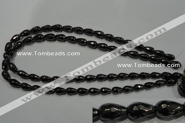 CHE155 15.5 inches 8*12mm faceted teardrop hematite beads